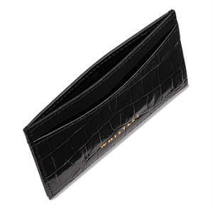 Whistles Black Shiny Croc Card Holder